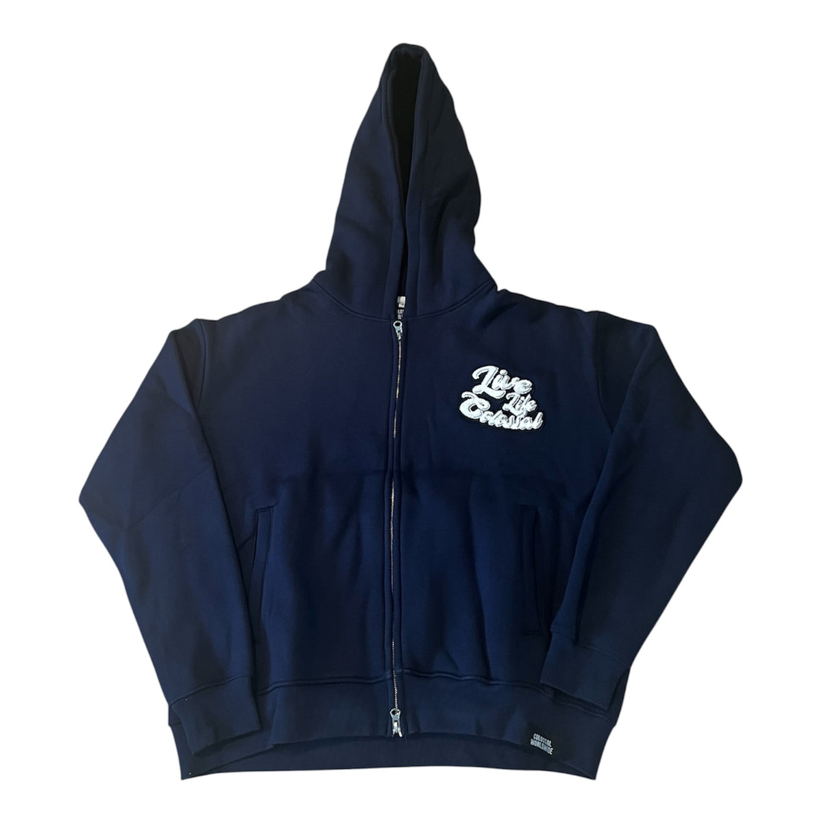 LIVE LIFE COLOSSAL Cropped Zip up Hoodie- Navy Blue