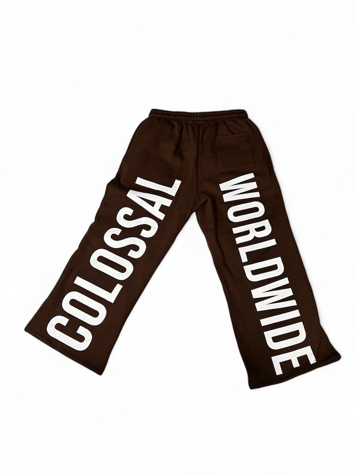 COLOSSAL WORLDWIDE Embroidered Flared Sweatpants- Brown/White
