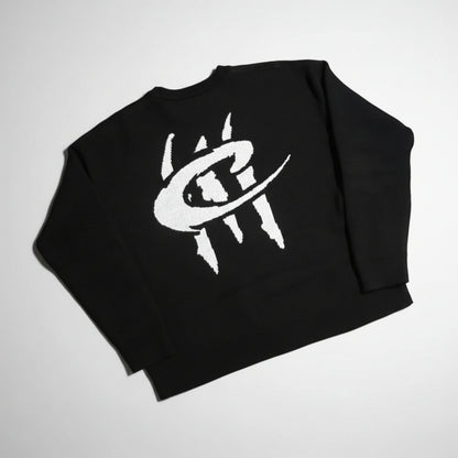 COLOSSAL WORLDWIDE Jacquard Cotton “Claw Scratch” Knitted Sweaters- BLK/White