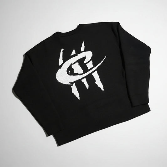COLOSSAL WORLDWIDE Jacquard Cotton “Claw Scratch” Knitted Sweaters- BLK/White