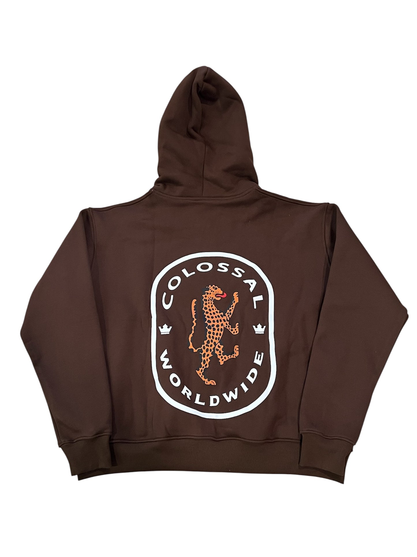 COLOSSAL WORLDWIDE Embroidered Flared Zip up- Brown/White