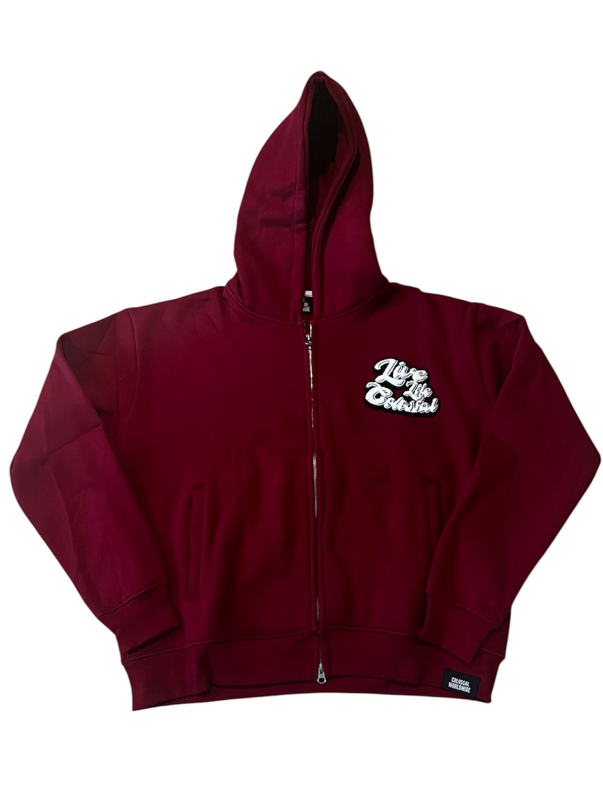 LIVE LIFE COLOSSAL Cropped Zip up Hoodie- Burgundy