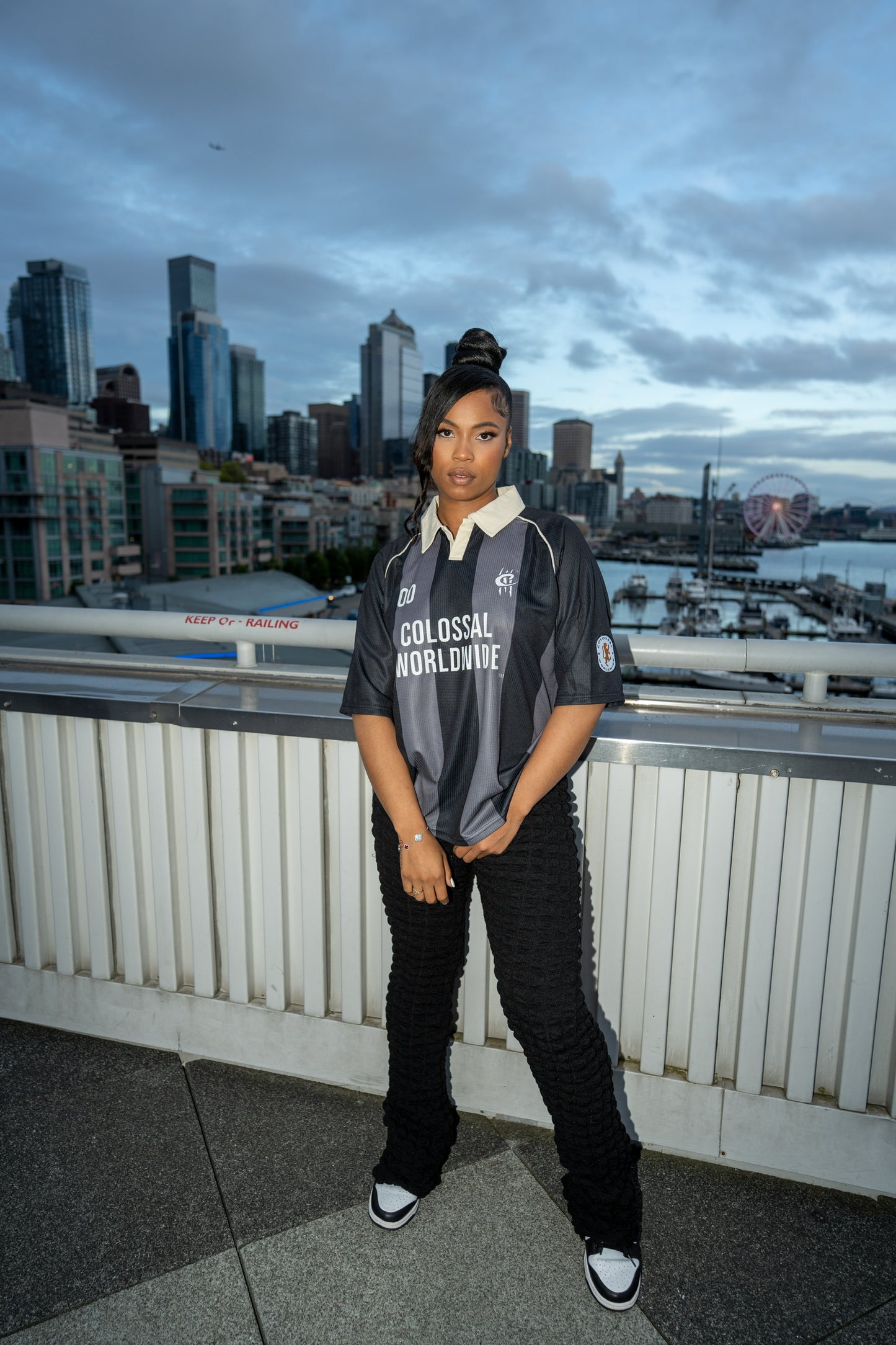 COLOSSAL WORLDWIDE- Cropped Authentic Rugby Jerseys- BLK/ Dark grey/ Beige